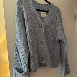 Abercrombie & Fitch Light Blue Cable Knit Cardigan